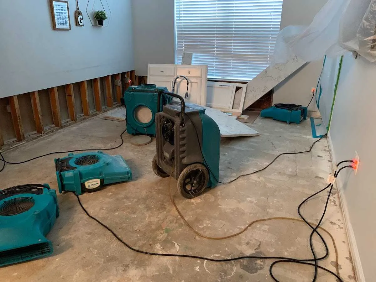Dehumidifier in flood-cut room for Water Damage Restoration in Hooksett